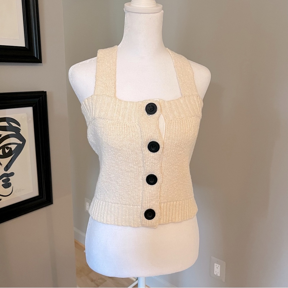 Derek Lam Crosby Denim - Cropped Knit Tank top - Cream Sz xs